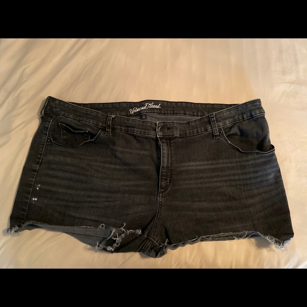 WOMENS PLUS black denim shorts